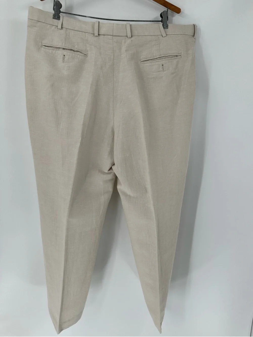 Perry Ellis Men's Linen Cotton Blend Classic Fit Pants 40/32 Natural Beige Flat